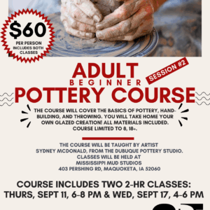 Adult Beginner Pottery Course SESSION #2